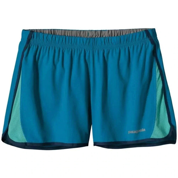 Patagonia Pants - Patagonia women's Strider  Shorts 3.5" Blue & aqua green section on side | Large